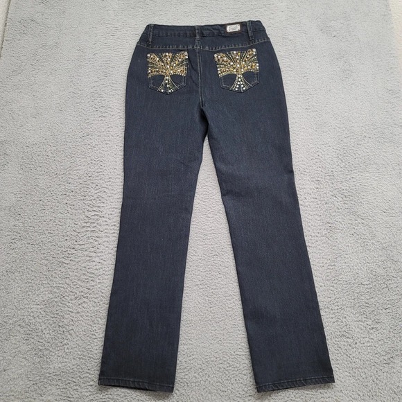 Earl Jeans Jeans Womens 10 Blue Denim‎ Cheetah Print Pockets Casual Straight Leg - Picture 6 of 11